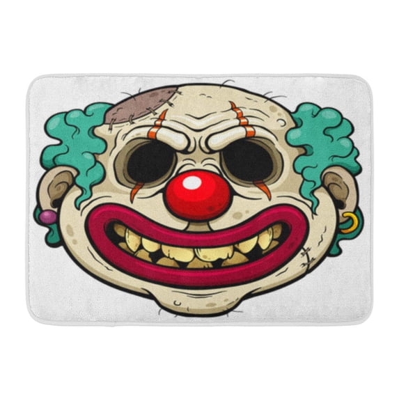 KDAGR Colorful Horror of Cartoon Clown Zombie Face Joker Scary Evil Creepy Adult Clip Doormat Floor Rug Bath Mat 30x18 inch