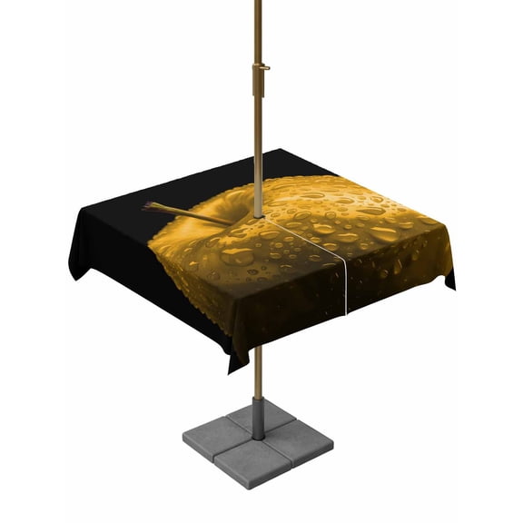 Outdoor Tablecloth with Umbrella Hole and Zipper, Yellow Fruit Square Table Cloth 54x54 Inch Waterproof Tablecloth, Modern Minimalist Decor Black Background Picnic Table Cover for Patio Camping