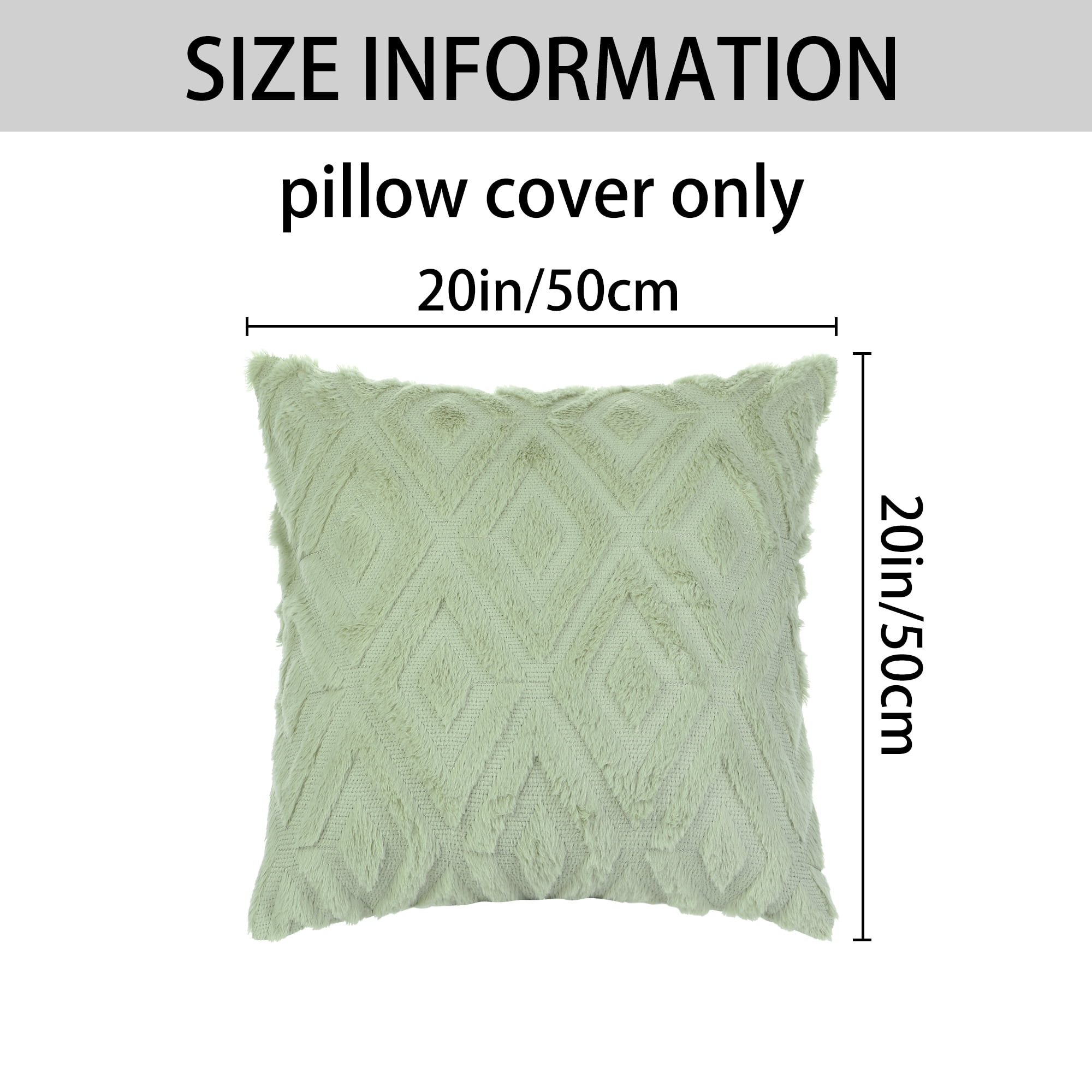 Unique Bargains Shaggy Plush Throw Pillow Covers Couch Pillow Covers (2 Count) Green-1 20" x 20"