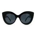 thumbnail image 2 of Womens Thick Plastic Large Pearl Jewel Trim Cat Eye Sunglasses All Black, 2 of 4