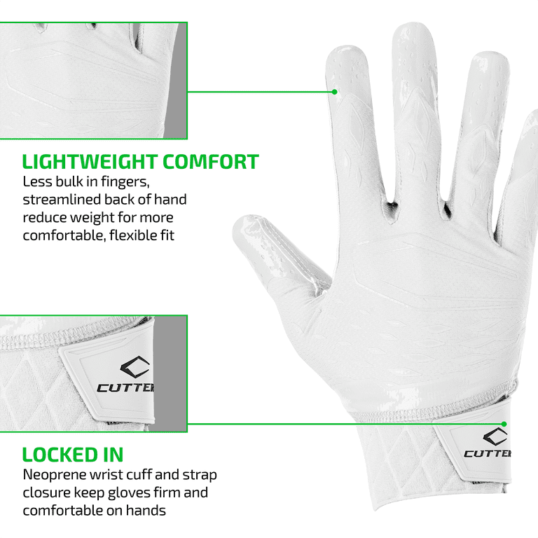 Cutters, Rev Pro 5.0 Football Receiver Gloves, Adult, S, Solid