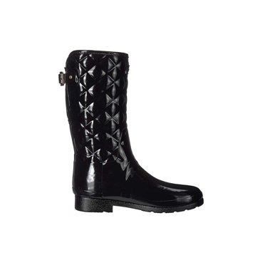 Hunter Women's Refined Short Quilted Gloss Rain Boot | Waterproof Natural Rubber, 5.5" Shaft, Vegan
