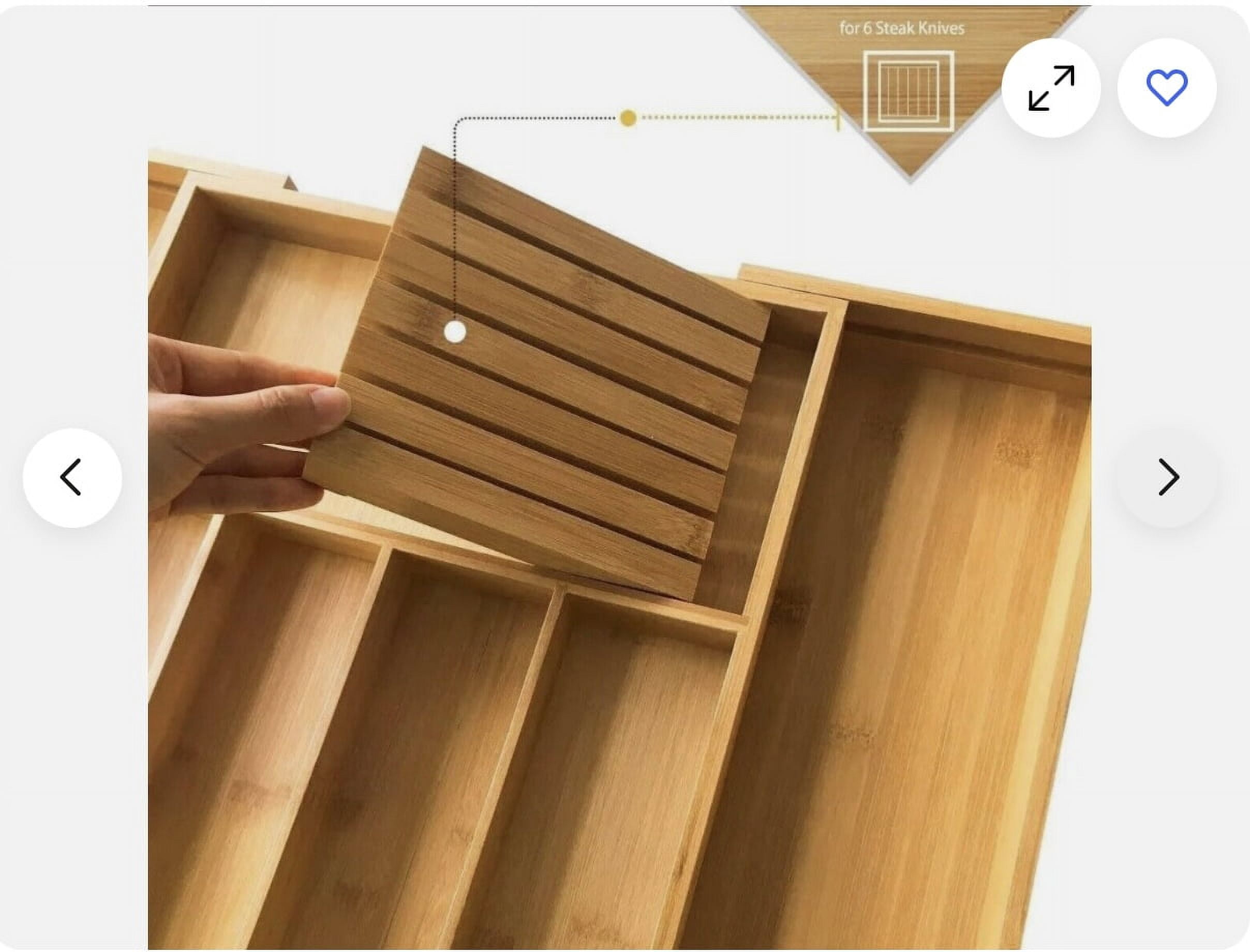 Bamboo Silverware Drawer Organizer Kitchen Expandable Utensil Holder and Cutlery