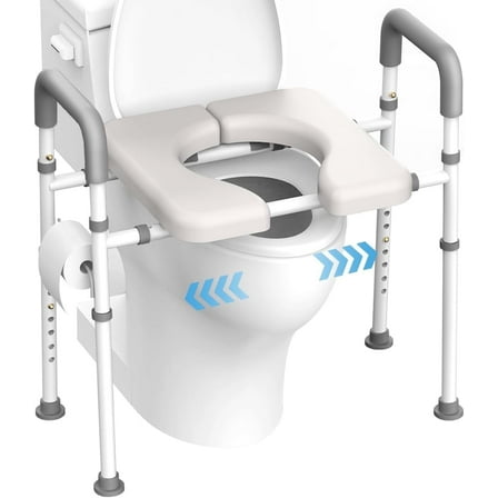 Agrish Raised Toilet Seat with Handles & Padded - Adjustable Width & Height for Seniors and Pregnant, 400lbs