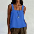 thumbnail image 6 of Womens Tank Tops Ladies' Summer Casual Loose Cotton And Linen Sleeveless Camisole With Split Vest Blue Tank Tops for Women, 6 of 7