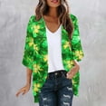 thumbnail image 4 of Mujeres de Manga Larga Tops Casual Protección Solar Impresión de Gasa, 3/4 Manga Abierta Blusa para la Primavera, 4 of 5