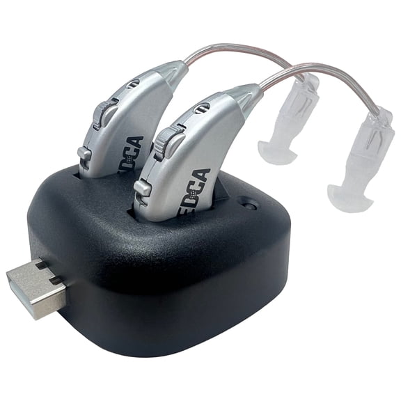 MEDca Rechargeable Compact Digital Hearing Amplifier with 1 Pair, Multicolor