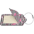thumbnail image 4 of Rocae Flamingos for Leather Luggage Baggage Tags ID Label Privacy Cover ID Label with Stainless Steel Loop and Address Card, 4 of 5