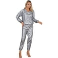 thumbnail image 2 of Doomiva Sweat Suit Heavy Duty Sauna Suit Fitness Exercise Gym Workout Suit for Men Women Silver M, 2 of 7