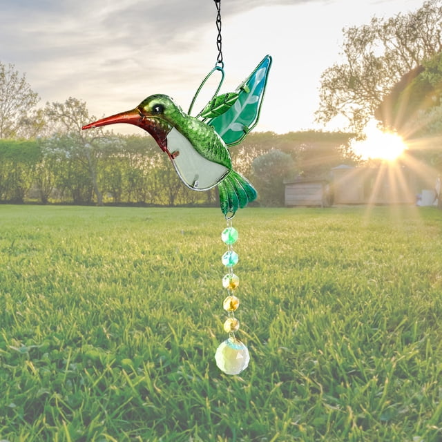 Colector De Sol De Colibrí, Colgante De Ventana De Prisma De Colibrí Colgante Brillante De Cristal De Cristal Para Balcón De Ventana De Casa Muyoka Hogar