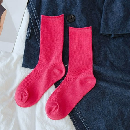 

Keep Your Toes Toasty HIMIWAY All-Season Sock Options Women s Solid Autumn Socks Casual Cotton Socks Warm Socks Pink One Size