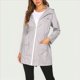 thumbnail image 5 of Chaqueta Impermeable para Mujer con Capucha y Cremallera Frontal de Longitud Media para Exteriores. Gris XL, 5 of 8