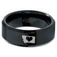 thumbnail image 2 of Tungsten Montana The Treasure State Heart Band Ring 8mm Men Women Comfort Fit Black Beveled Edge Polished, 2 of 4