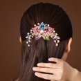 thumbnail image 2 of Fashion Women Rhinestone Inlaid Flower Hair Comb Hairpin R2E7 Headwear E8C7, 2 of 9
