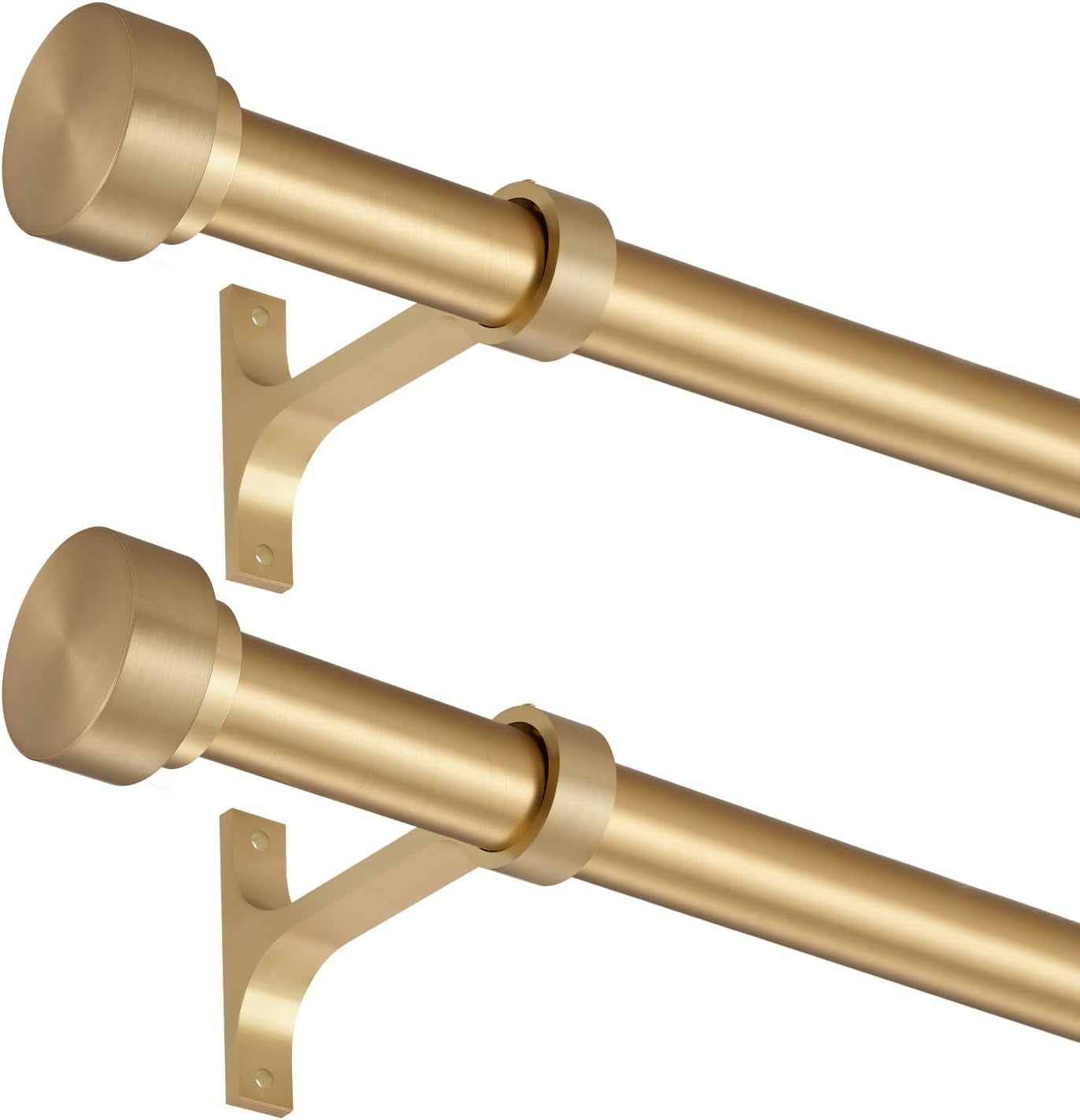 2 Pack Heavy Duty 1 Inch Diameter Single Curtain Rods 36-72” Adjustable Window Curtain Rod with Aluminum Alloy Cylindrical Cap Finials, Wall Mount and Ceiling Mount, Matte White