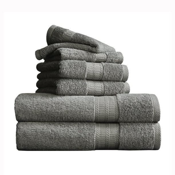 Better Homes & Gardens 6Piece Bath Towel Set, Solid Grey