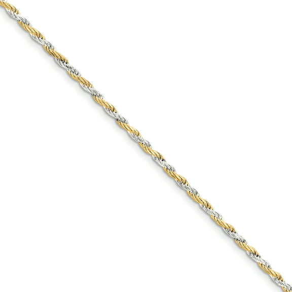 Beautiful Sterling Silver & Vermeil 2.5mm Diamond-cut Rope Chain