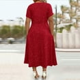 thumbnail image 5 of Blmnix Dresses for Women Sparkly Tent Plus Size Under Dress Red V-Neck Short Sleeve Winter Dress,XXXXXL, 5 of 8