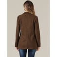 thumbnail image 3 of DARING DIVA Women's Faux Suede Blazer Double Breasted Suit Jacket XS Brown, 3 of 6