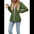 thumbnail image 3 of Sudadera con Capucha Informal con Cremallera para Mujer, Cómoda, Holgada, de Larga, Color Liso, con Bolsillos. Verde XL, 3 of 9