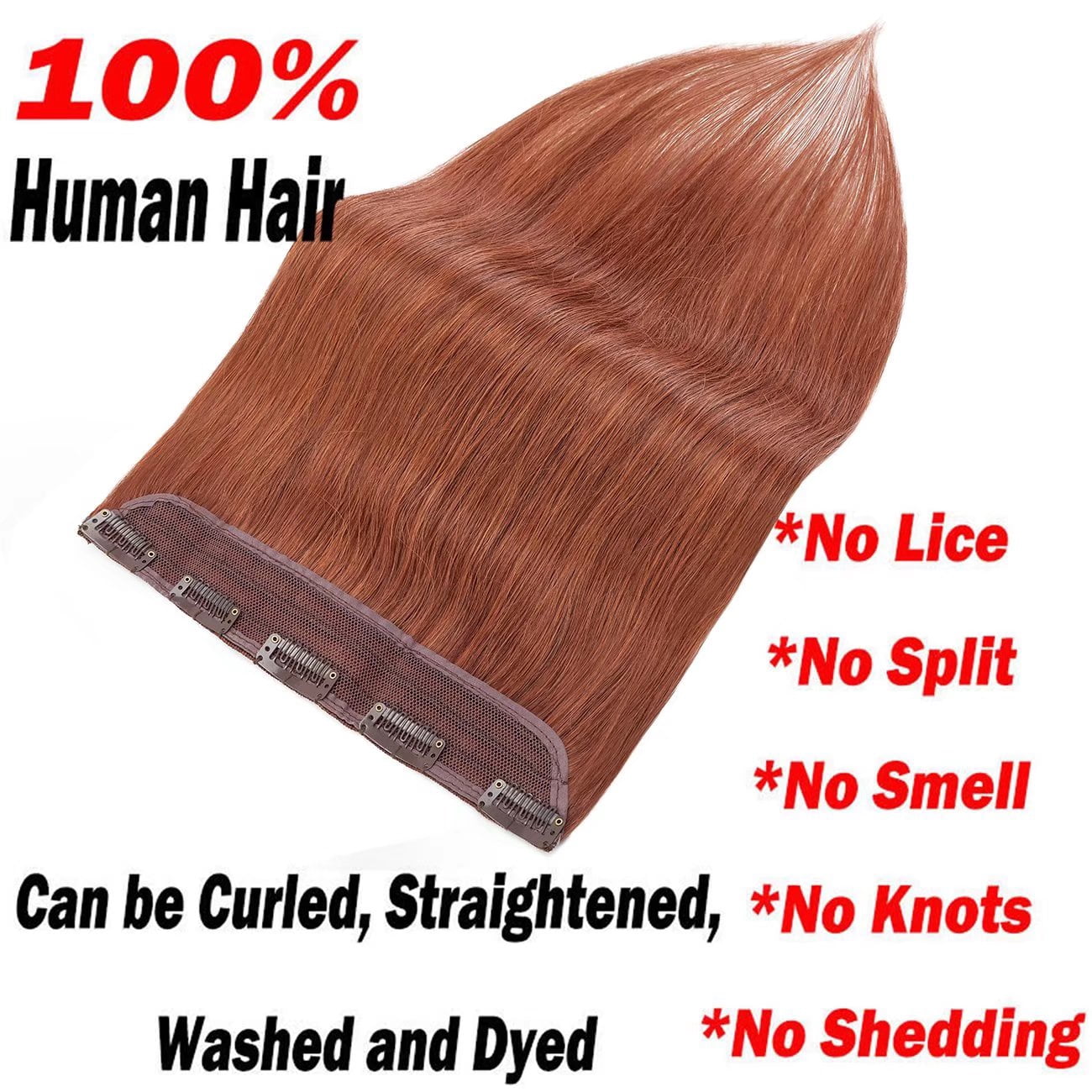 SEGO Blonde Clip in Human Hair Extensions Balayage One Piece Soft Straight 3/4 Full Head Hair Pieces for Women