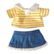 thumbnail image 4 of Conjuntos de camiseta y falda vaquera para muñecas de 20 cm, ideales para hacer tú mismo. raya amarilla, 4 of 9