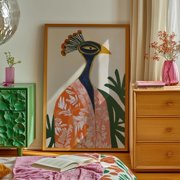 Wall Art Eclectic Home Decor Boho Bird Portrait Southwestern Decor Burnt Orange And Neutral Wall Art Modern Boho Aesthetic Floral Wall Art Modern Wall Decor For Living Room