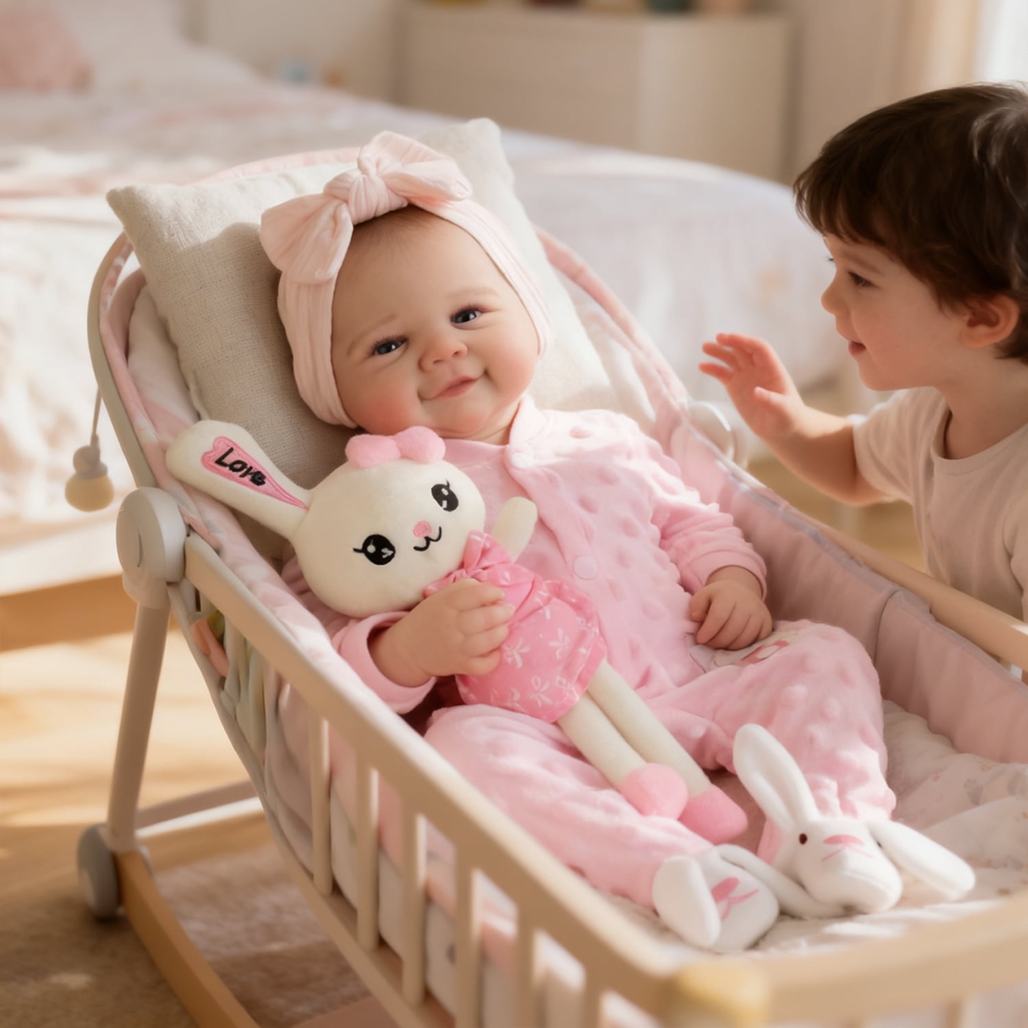 iCradle 18 Inch 45cm Lifelike Reborn Baby Dolls Girl Soft Full Body Vinyl Realistic Newborn Babies Girl That Look Real Babies Reborn Doll Hand Painted Hair Handmade Birthday Gift for Kids Age 3+