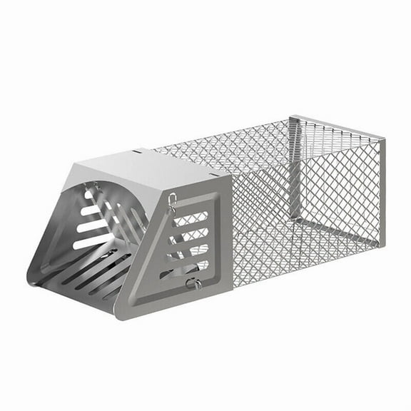 TOPCHANCES Single Door Mouse Trap, Safe Live Catch Rodent, Iron Net Rat Trap, Silver