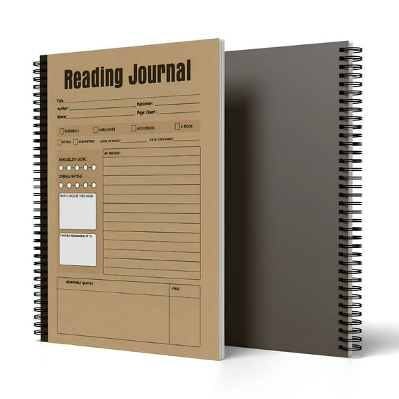 CCOCC Reading Journal Book Lovers Hardcover Leather Readers Accessories Track Reading Log,Brown