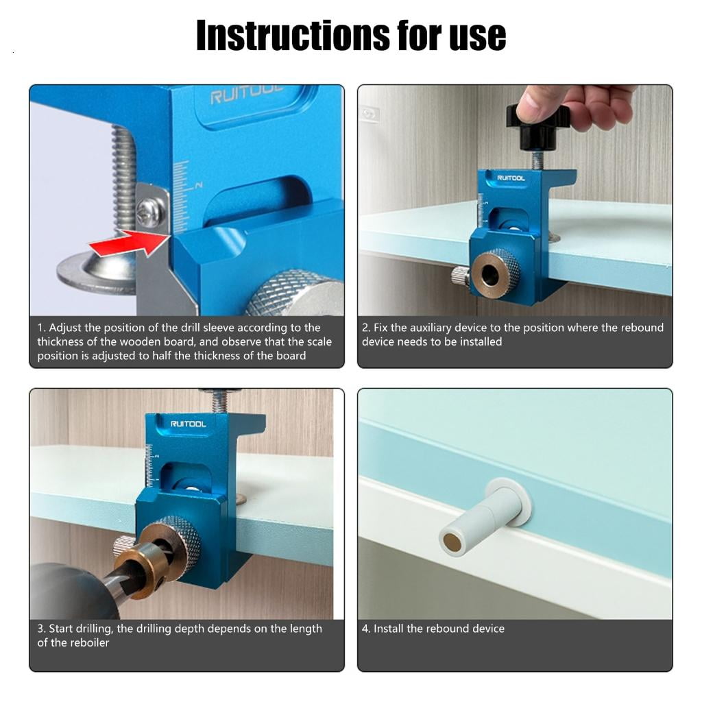 Professional Cabinet Door Installation Jig Clamp Adjustable Hole Puncher Tool