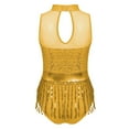 thumbnail image 4 of CHICTRY Filles Enfants Justaucorps-Robe de Danse Jazz Latin à Paillettes avec Franges Ventre Tango Rumba Samba Salsa Costume de Danse Jaune 14, 4 of 5