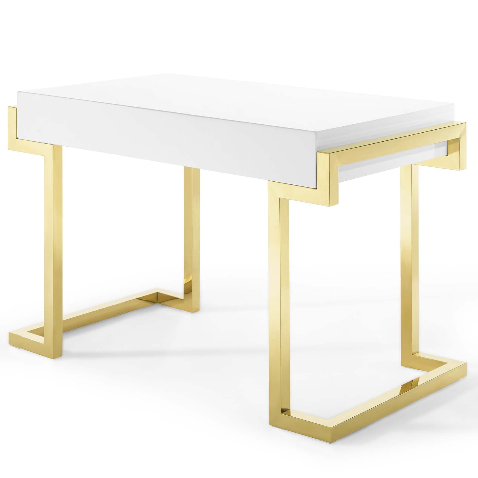 Modway Ring Modern Style Stainless Steel Office Writing Desk in Gold/White
