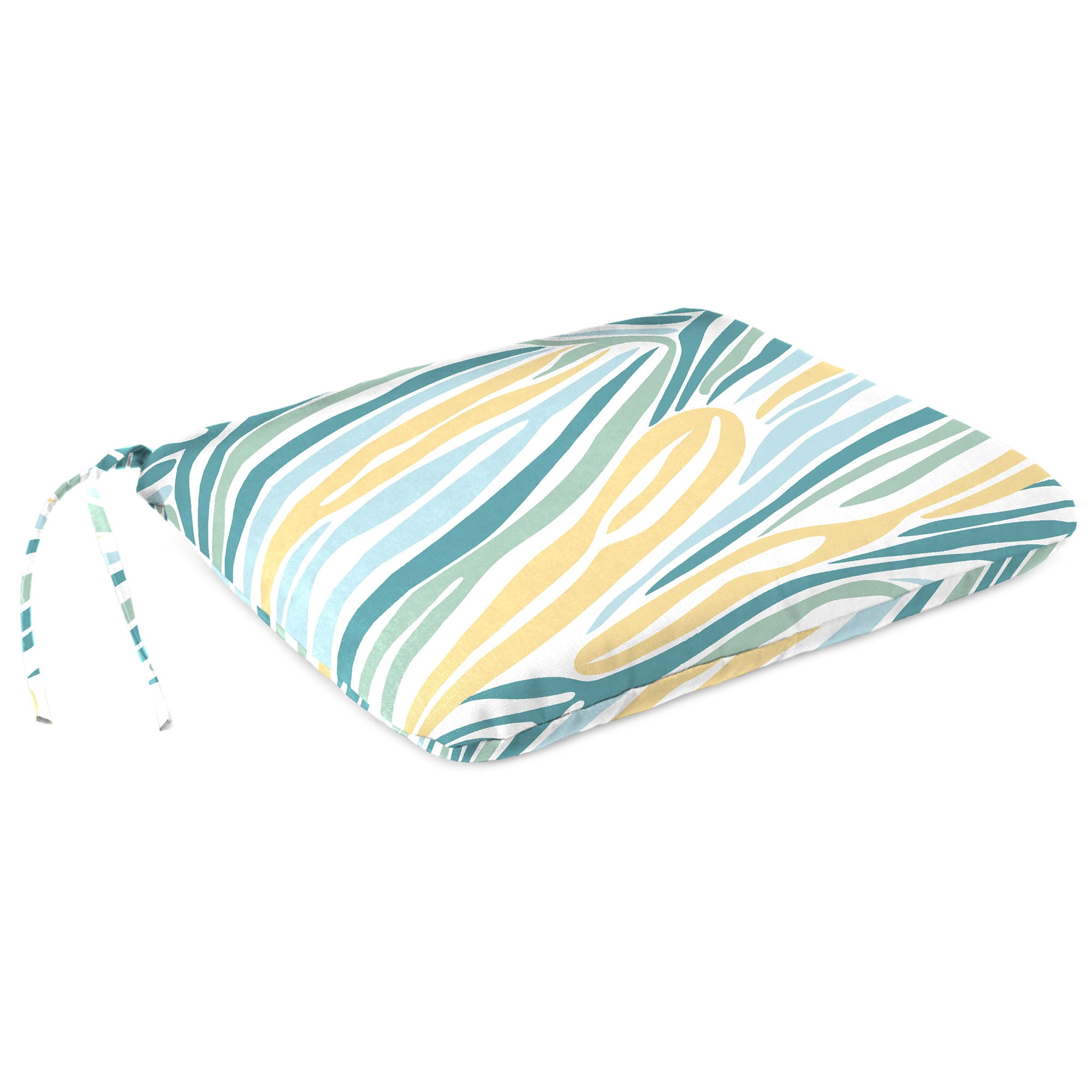 Jordan Manufacturing 16" x 16" Lilo Tapioca Multicolor Abstract Square Outdoor Chair Pad Seat Cushion with Ties (2 Pack)