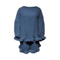 thumbnail image 4 of DHFJKG 2 Piece Outfits For Women Summer Shorts Set Ruffle Long Sleeve Loose Fit Solid Color T Shirt And Shorts Matching Sets Stylish Outfit, 4 of 5
