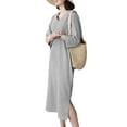 thumbnail image 6 of ZANZEA Women Striped Dress V Neck 3/4 Sleeve Midi Kaftan Dresses, 6 of 12