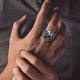 thumbnail image 4 of Anillo de calavera de acero inoxidable para hombres y mujeres, anillos retro de motociclista, joyería gótica punk No.8) (1 unidad, plata), 4 of 5