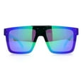 thumbnail image 3 of Polarized Rimless Skeleton Arm Shield Horn Rim Flat Top Plastic Sunglasses Green - Green Mirror, 3 of 8