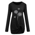thumbnail image 3 of Mode Femme T-Shirt à Manches Longues Imprimé Floral Col Rond Nœud Décontracté Blouse Tops, 3 of 6