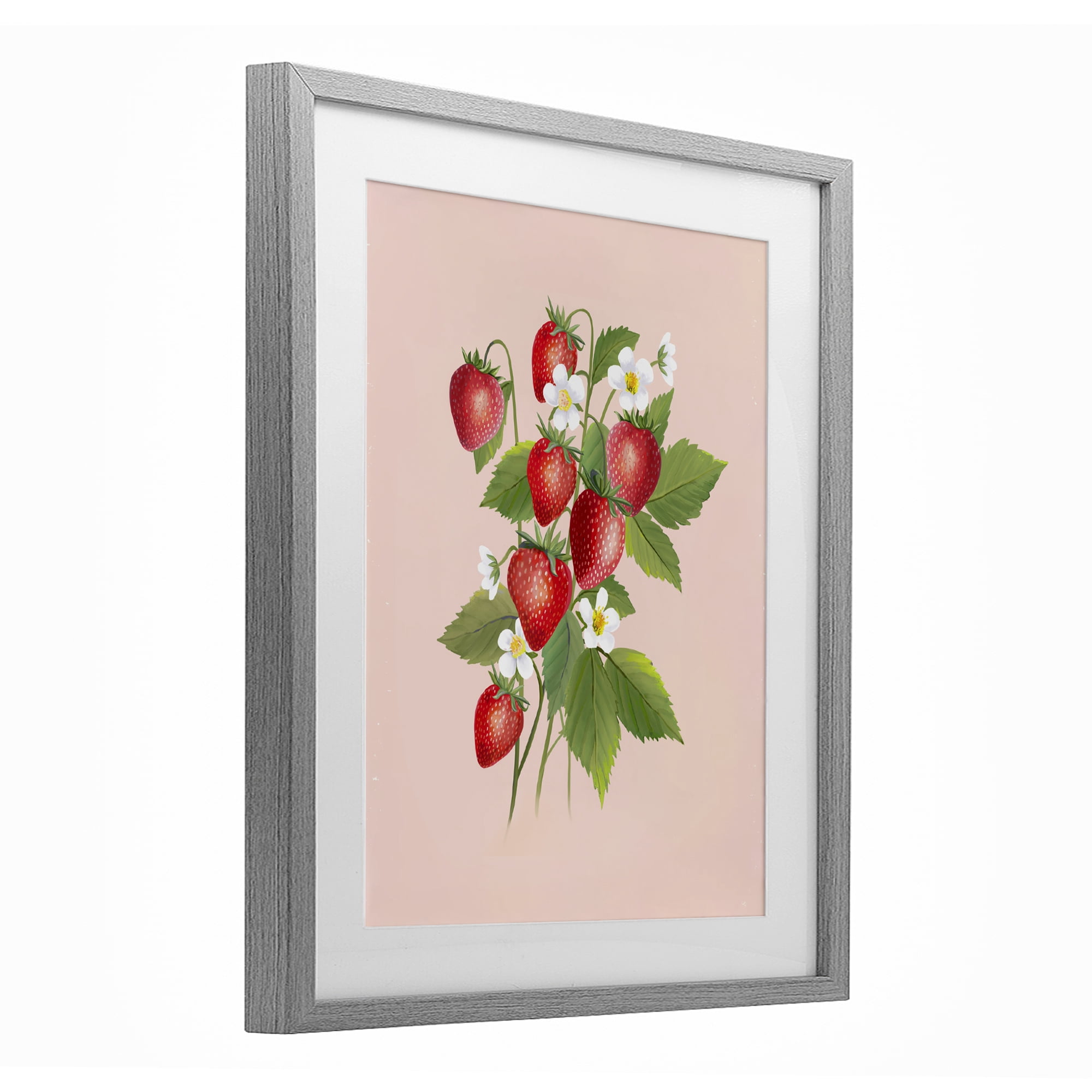 Stupell Industries Cottage Garden Strawberries Gray Framed Print Under Glass, design by Diane Neukirch