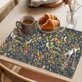 thumbnail image 3 of Botanical Birds Placemats Set of 8 Art Abstract Leaves Blue Place Mats Indoor Wipeable Table Mats Washable Cloth Dining Table Placemats for Kitchen Holiday Party Home Decor 13x19 Inch, 3 of 9