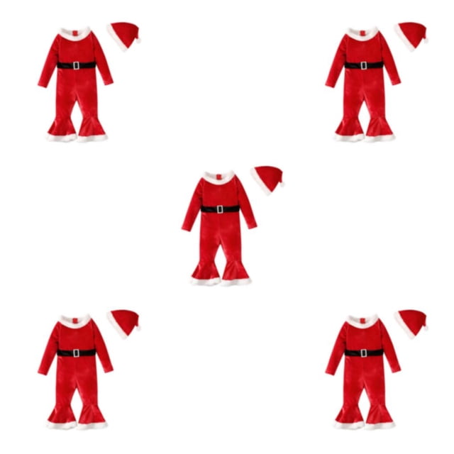 Kearding Traje de Navidad para niñas Festival de manga larga Fondo de campana con sombrero Traje de Navidad Traje de recién nacido Ropa de Type2 NO2