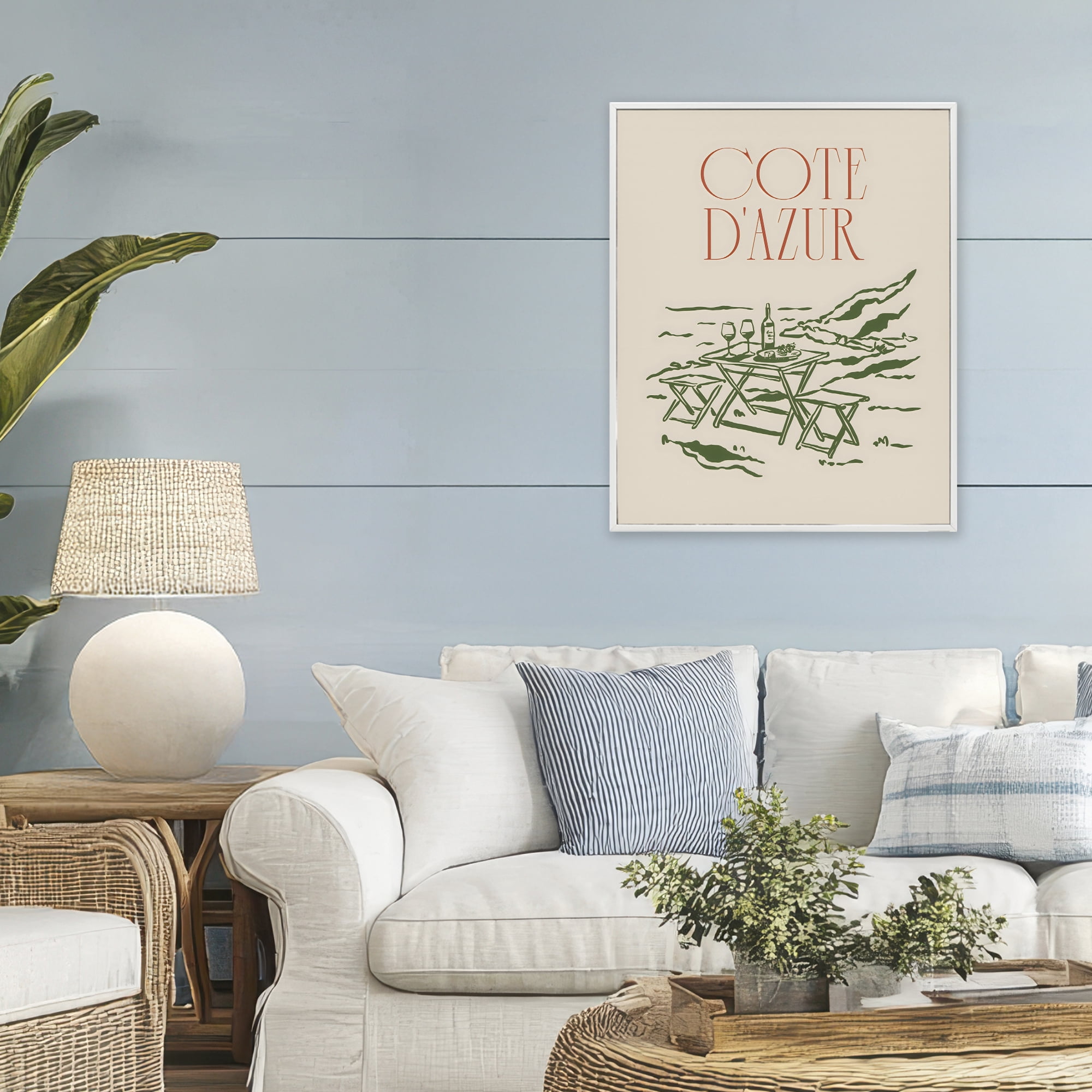 Stupell Industries Seaside Wine Picnic White Framed Giclee Art, design by The Prints Vibe