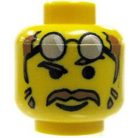 LEGO Brown Moustache & Glasses Raised on Forehead Minifigure Head [Yellow] [No Packaging]