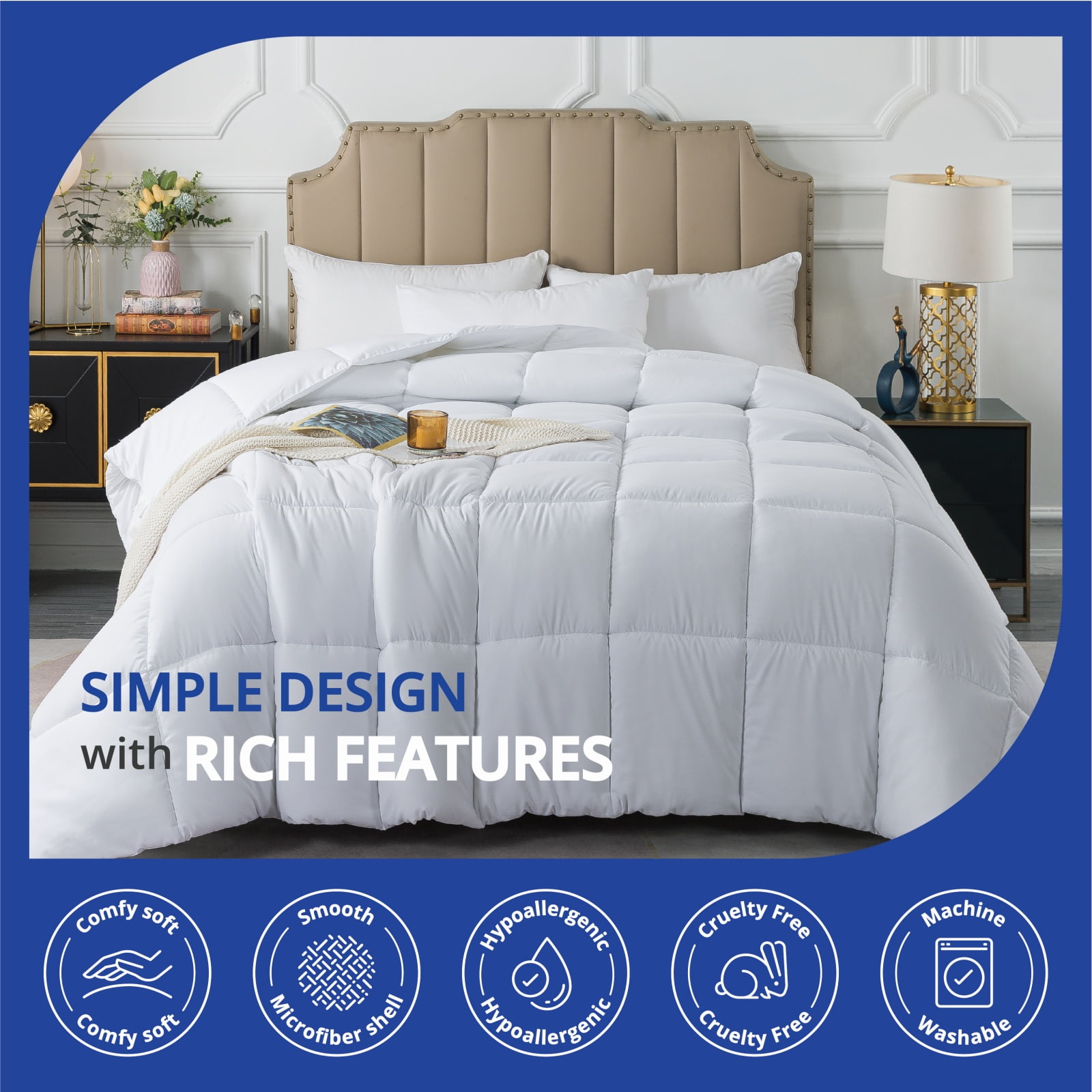 IGI Full/Queen Comforter, White | All Season Hotel Down Alternative Duvet Insert, Adult, Unisex, 88x92in