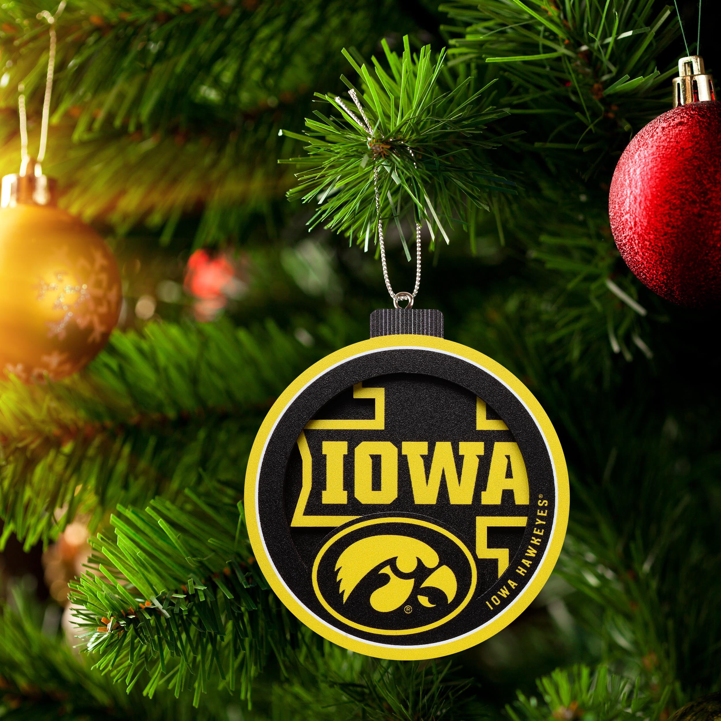 YouTheFan NCAA Iowa Hawkeyes 3D Logo Series Ornament
