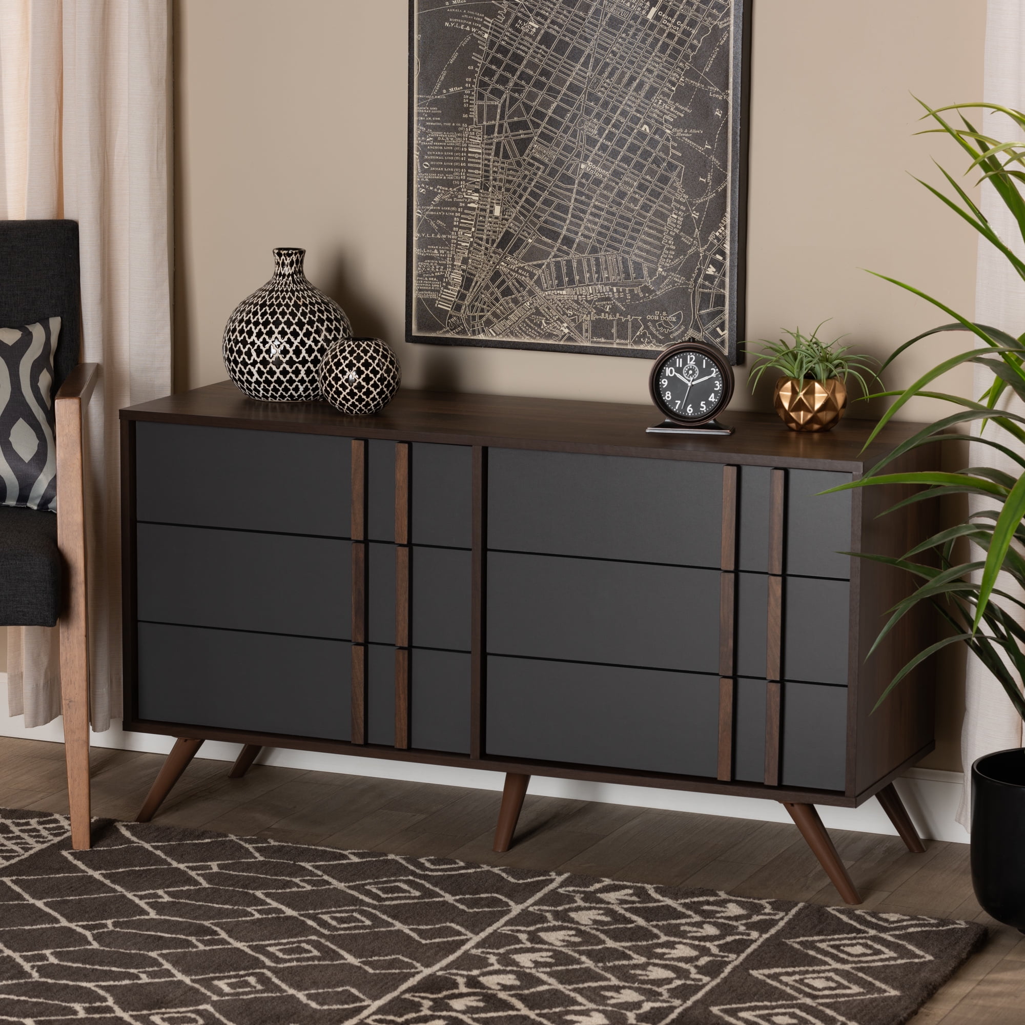 If you had trouble we did our best to make the instructions understandable. baxton studio naoki modern and contemporary two tone grey and walnut finished wood 6 drawer bedroom dresser walmart com