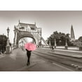 thumbnail image 2 of Frank, Assaf 32x25 Gold Ornate Wood Framed with Double Matting Museum Art Print Titled - Lady with a pink umbrella, Tower bridge, London, 2 of 4