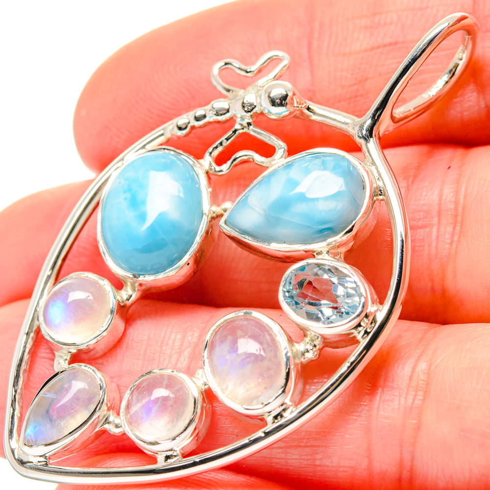 Multiple Choices 925 Silver Plated RAINBOW MOONSTONE & Other Gemstone Pendant 