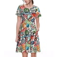 thumbnail image 1 of Balery Cute Nautical Vestidos sueltos de manga corta para mujer, vestidos de verano 2025, vestidos casuales de corte A con vuelo., 1 of 6